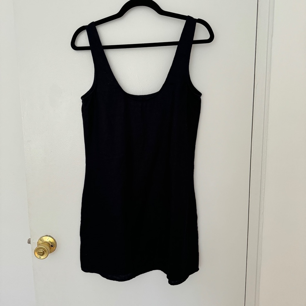 Reformation Black Linen Short Dress